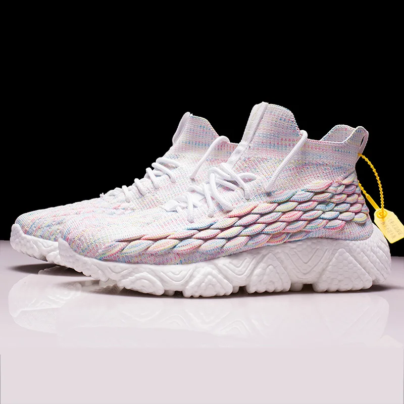 

New Type Hot Sale Sports Sneakers Breathable Men's Running Knitting Shoes Men, Black / white
