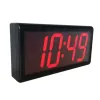 GlobalTime 4" 4 Digit Wireless NTP Clock- Red LEDs- Plastic Casing in Black