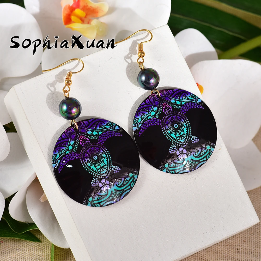 

SophiaXuan Fashion Earrings Jewelry Dangling Acrylic Drop Accessories Hawaiian Earrings For Women Gifts, Picture shows