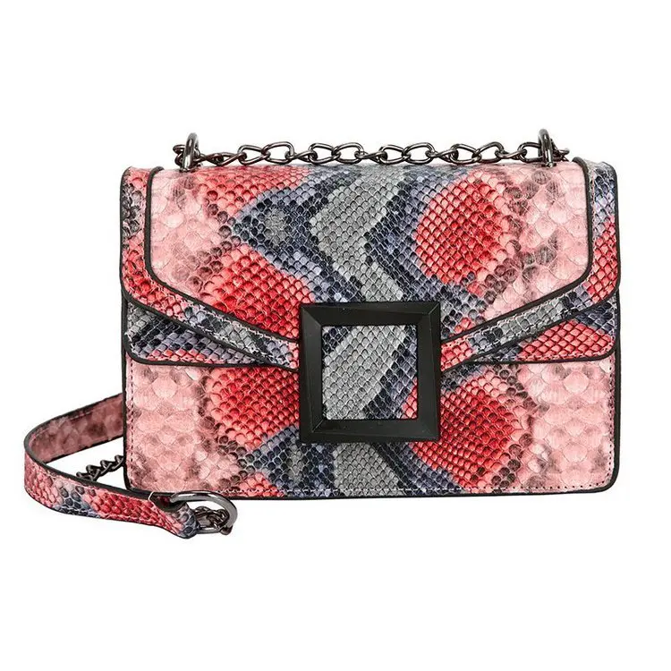 

2021 Fashion Trend Colorful Snakeskin Purses Ladies Hand Bags Shoulder Crossbody Leather Tote Small Handbags For Women, As pic