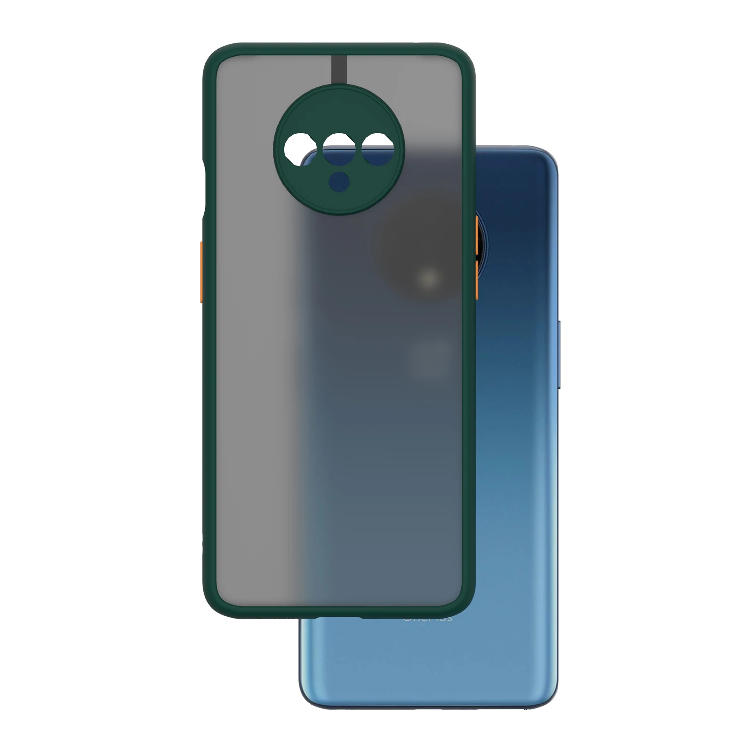 

Anti-fingerprint Oil-proof 2 in 1 TPU PC Metta Transparent Back Cover For Oneplus 7T Phone Case