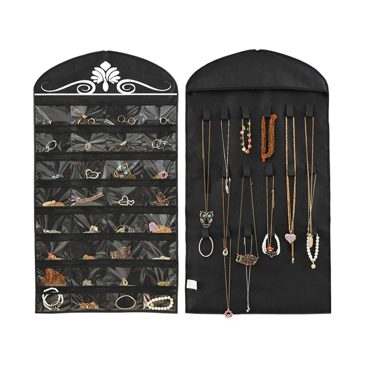 

Jewelry Hanging Non-Woven Organizer Holder 32 Pockets 18 Hook and Loops