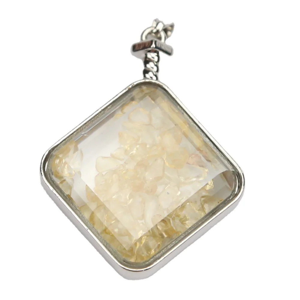

XuQian Wholesale Natural Stone Square Pendant with Gravel 2021, Picture