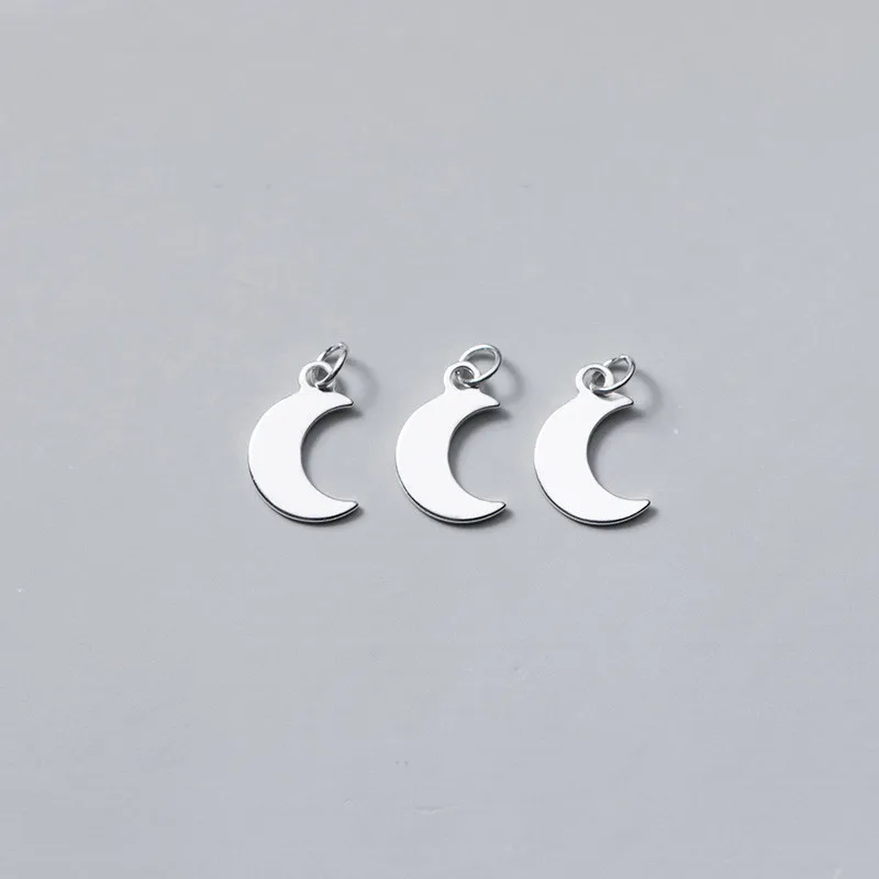 

Hot sales 925 sterling plain silver bulk diy moon charms for jewelry necklace making pendant