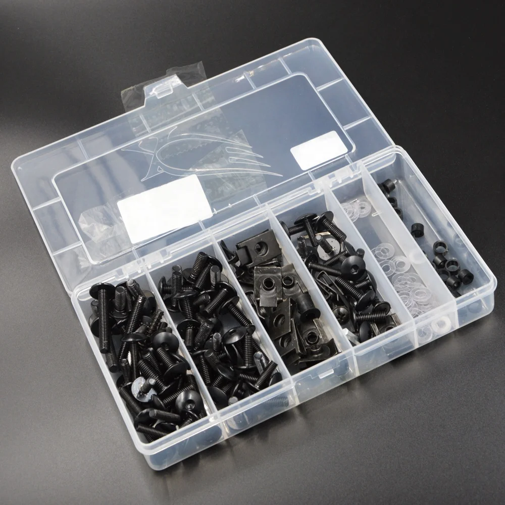 

WHSC Motorcycle Screw Kit Lag Kit Bolt Kit 165PCS Box Packing, Unpainted color: white color