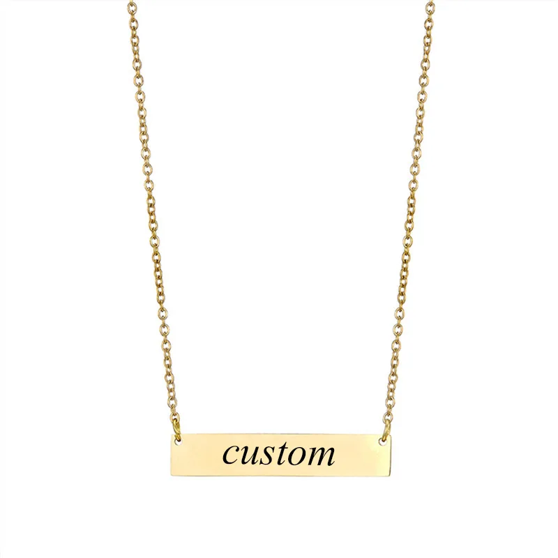 

Customize Real Gold Plated Stainless Steel Engraved Name Bar Necklace Stainless Steel Custom Name Necklace