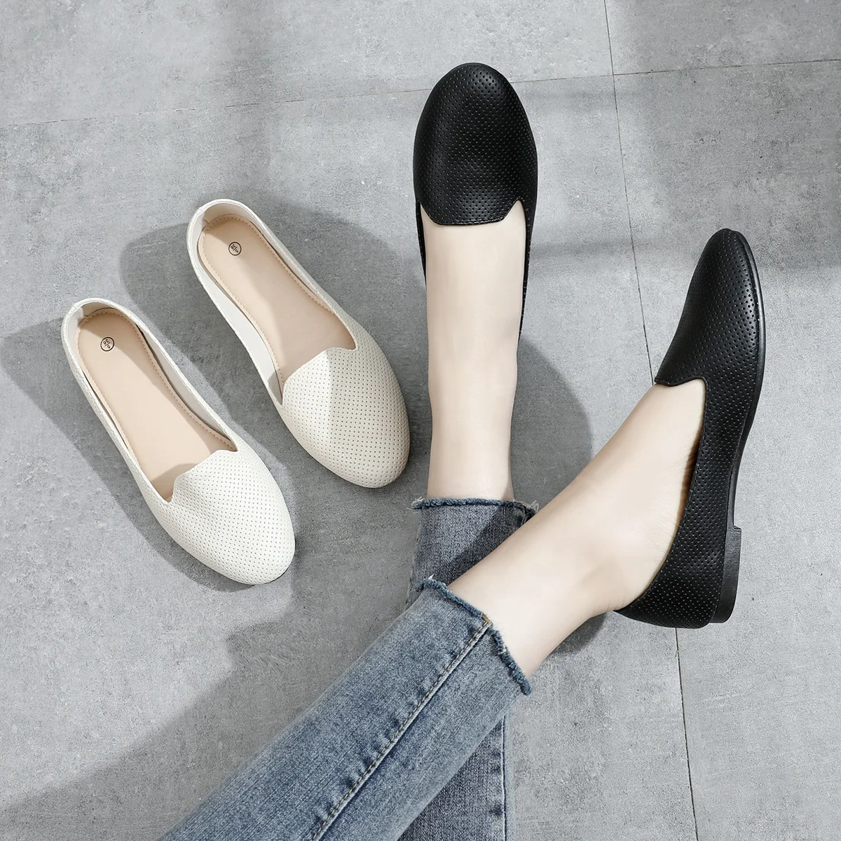 

2021 Arrival Lightweight Flats Shoes Slip On Women PU Leather Loafer Flats Dress Shoes