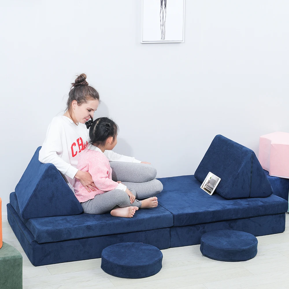 

Hot Selling Living Room Modular Foam Kids Play Couch Adjustable Height Kids Sofa Fun Game Playroom Nugget Couch