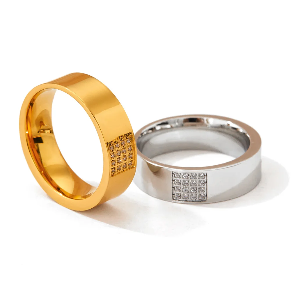 

High-end Microencrusted Zircon Delicate Finger Ring Stainless Steel Rings