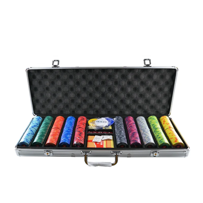 

YH 500pcs Hot Sale Professional Texas Holdem Game Used Colorful EPT Ceramic Poker Chip Set With Case, 10 color choose/custom design