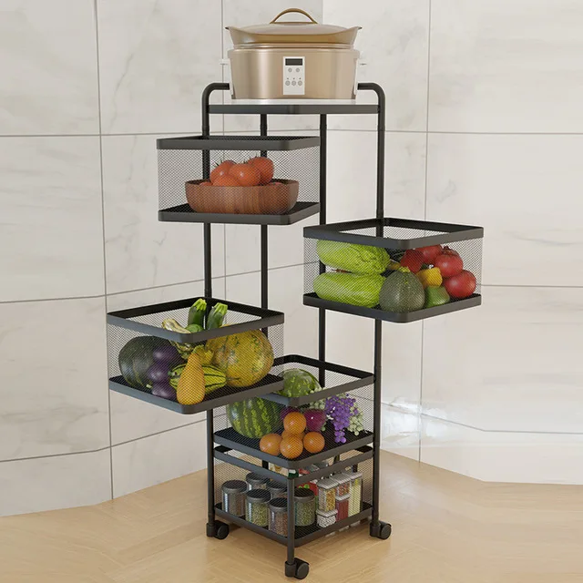 

Fruit and vegetable of kitchen be born receives storage multilayer square household rotates storage basket