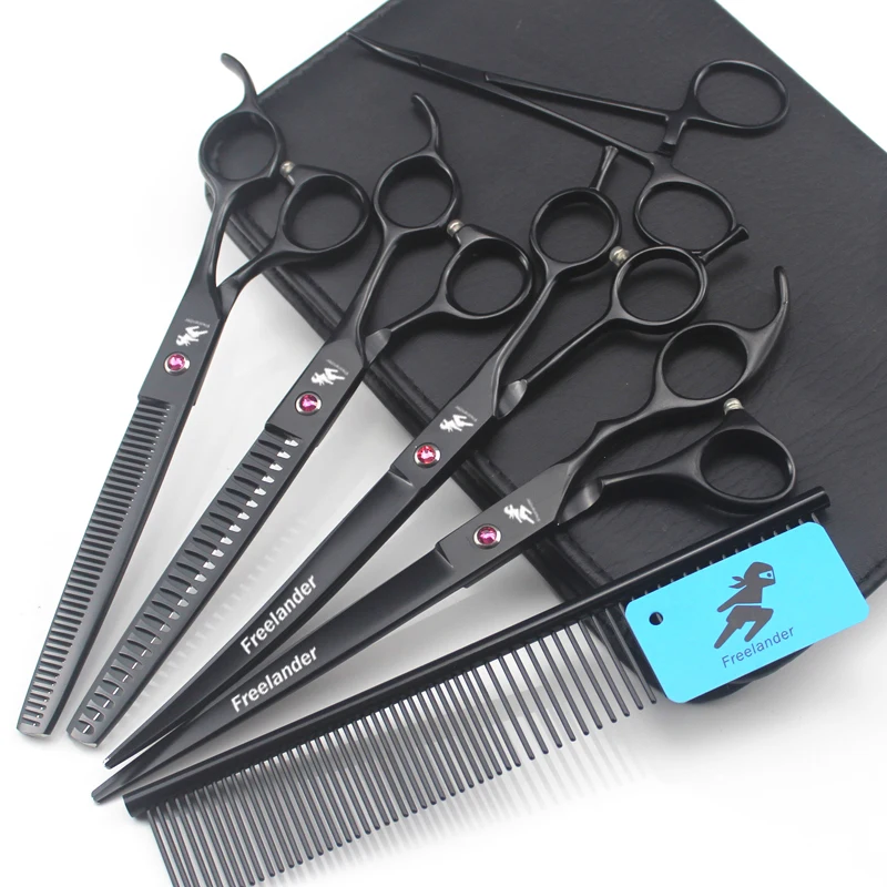 

8 inch pet hairdressing scissors set Paint black set high class pet scissors