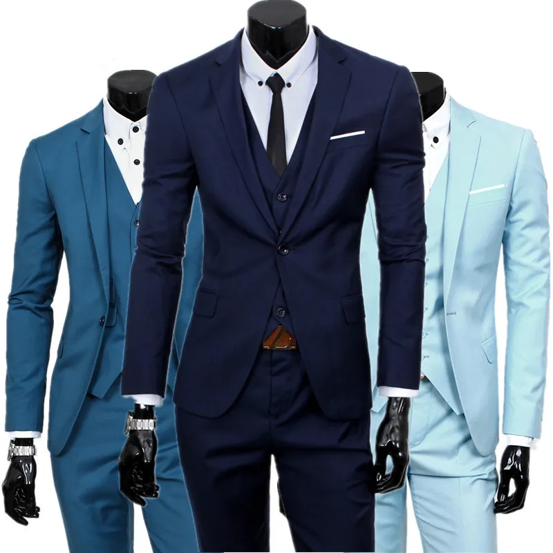 

blazers pants vest set Mens fashion three piece suit sets / male business casual coat jacket waistcoat trousers blazer