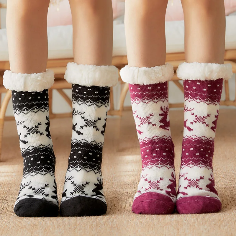 

Wholesale Autumn And Winter Fuzzy Tube Floor Socks Adult Sleep Warm Christmas Unisex Socks, Picture color