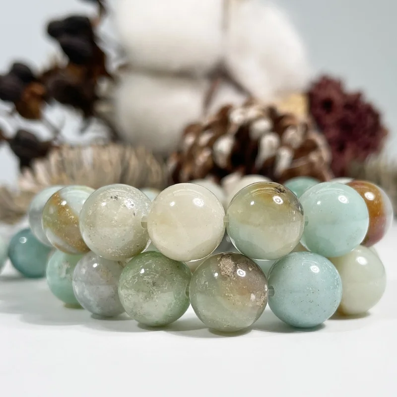

Wholesale Smooth Beads for Jewelry Making Necklace Bracelet Natural Multicolor Amazonite Gemstone Round Loose Beads