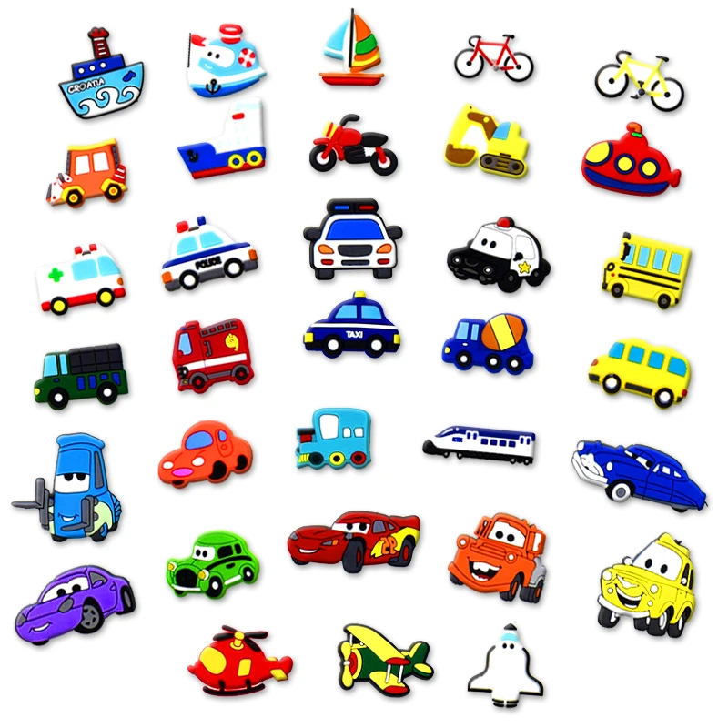 

2021 New Trend Clog Charm Soft PVC Custom Cartoon car Shoe Charm for kid Clog croc charms, Picture