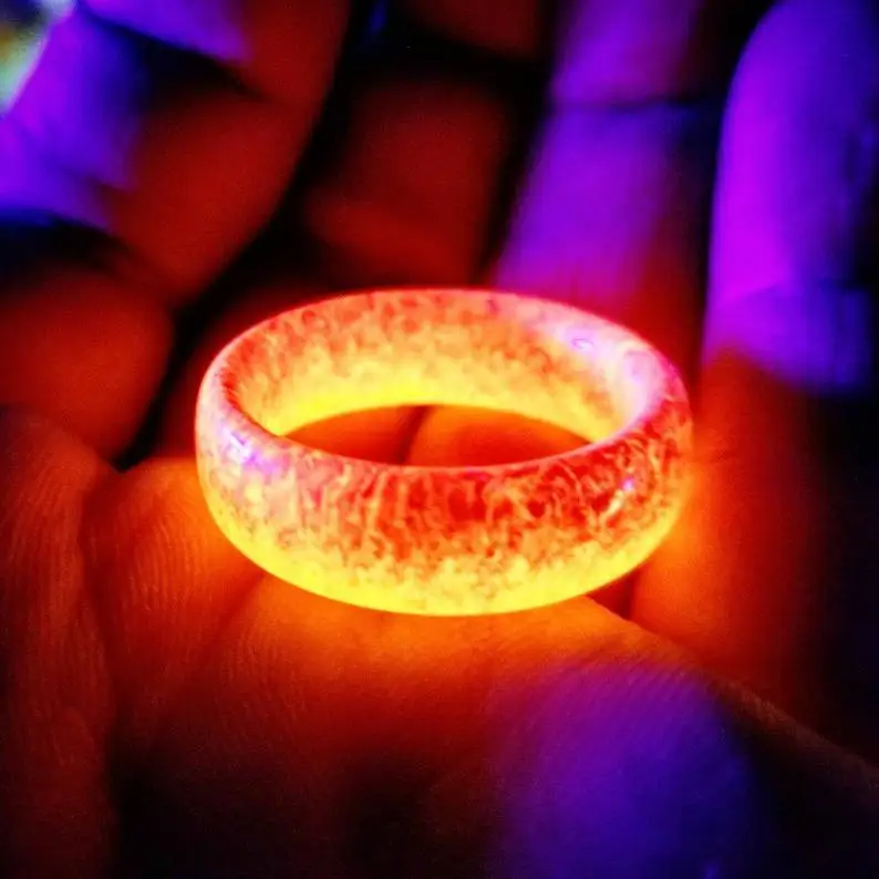 

Magical Luminous Multi-Color Chunky Resin Rings Fashionable Engagement and Gift Rings for Men and Women with Inlay Setting