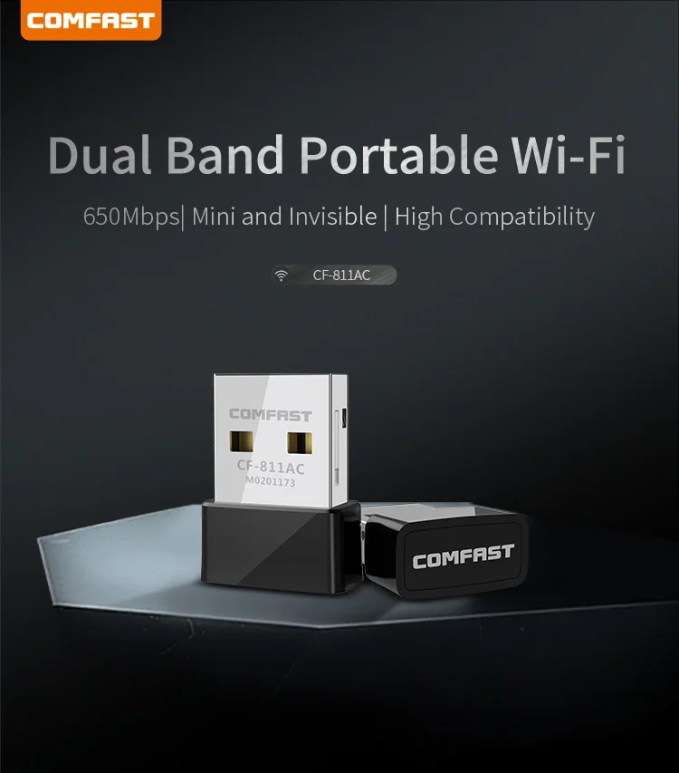 High Speed Comfast Cf811ac Dual Wifi Dongle 650mbps 802.11ac Usb Wifi