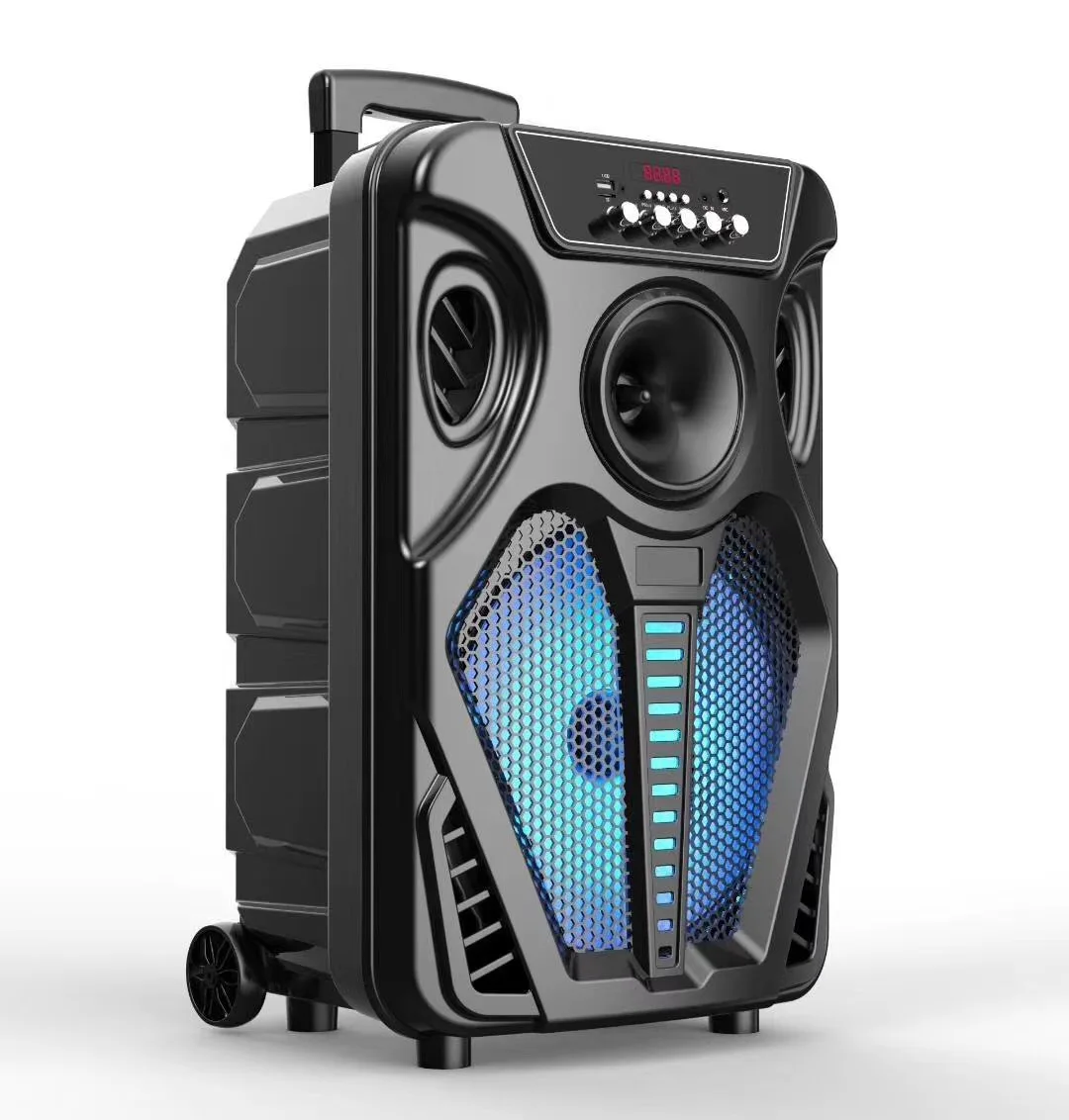 

Clear sound and beautiful 12 inch Rechargeable trolley speaker with LED Light