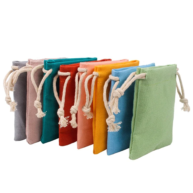 

10*15 LOW MOQ Factory Cotton Drawstring Bag Thick Double Colorful Muslin Bags Drawstring Promotional 100% Cotton Canvas Tote Bag