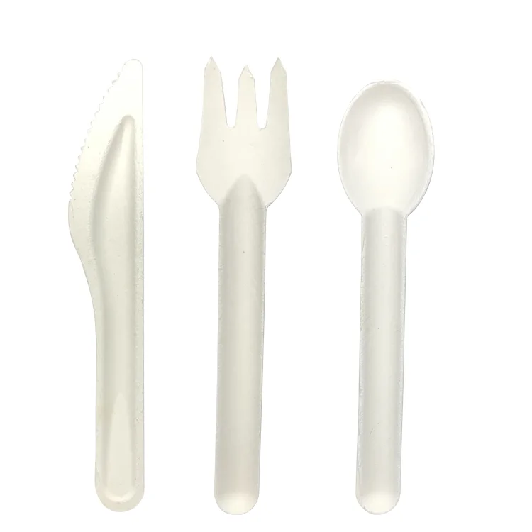 

Biodegradable Eco-friendly Sugarcane Bagasse Cutlery, White