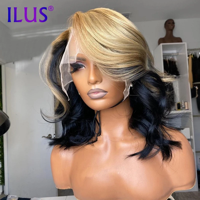

HD Lace Frontal Wigs Brazilian Hair Glueless Body Wave 1B/27 Color 360 Full Lace Frontal Human Hair Wigs For Black Women Bob Wig