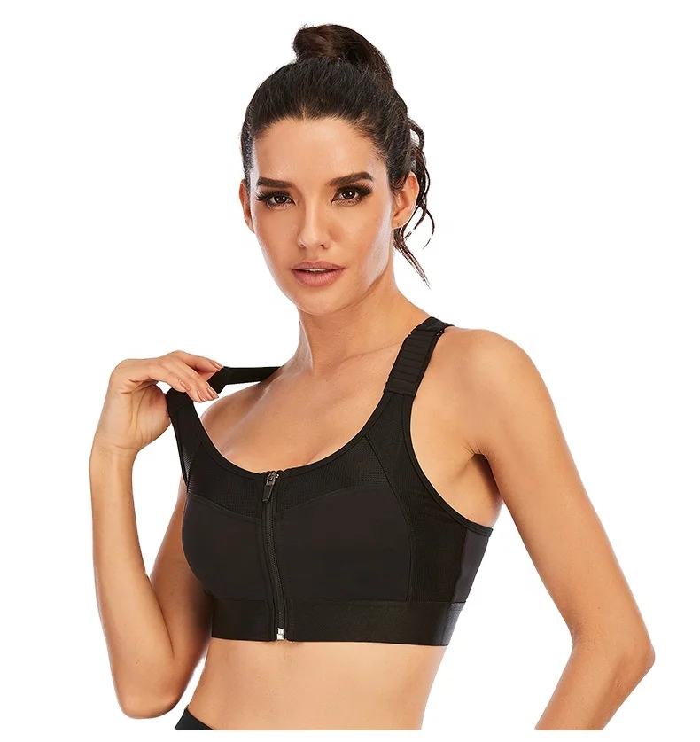

Front zipper sports bra plus push-up exercise adjustable shoulder strap shockproof gather yoga bra breathable yoga bra