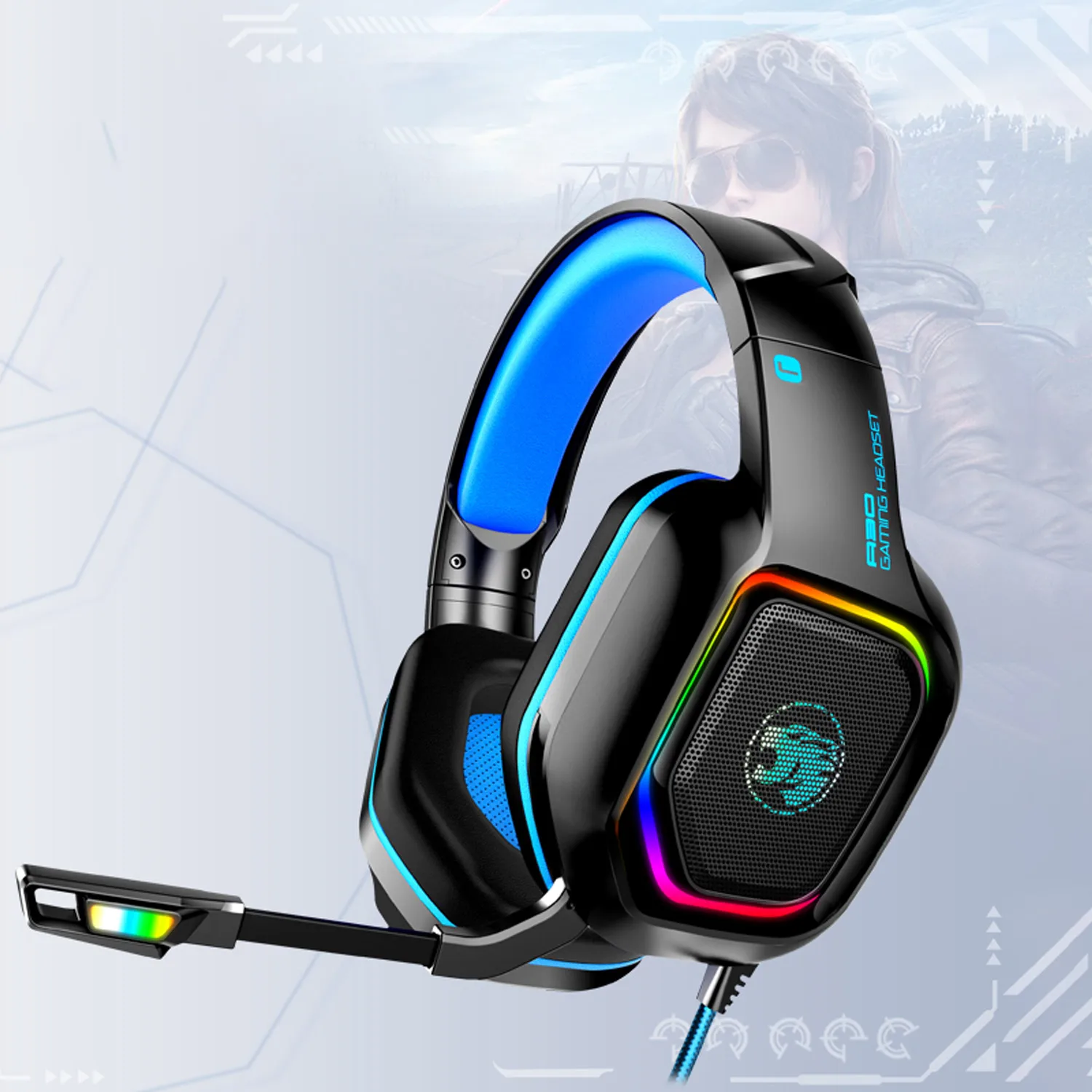 

Competitive Game Headset Wired With Rgb Light Fashion Headphone Stereo Noise Cancelling Headset For Laptop