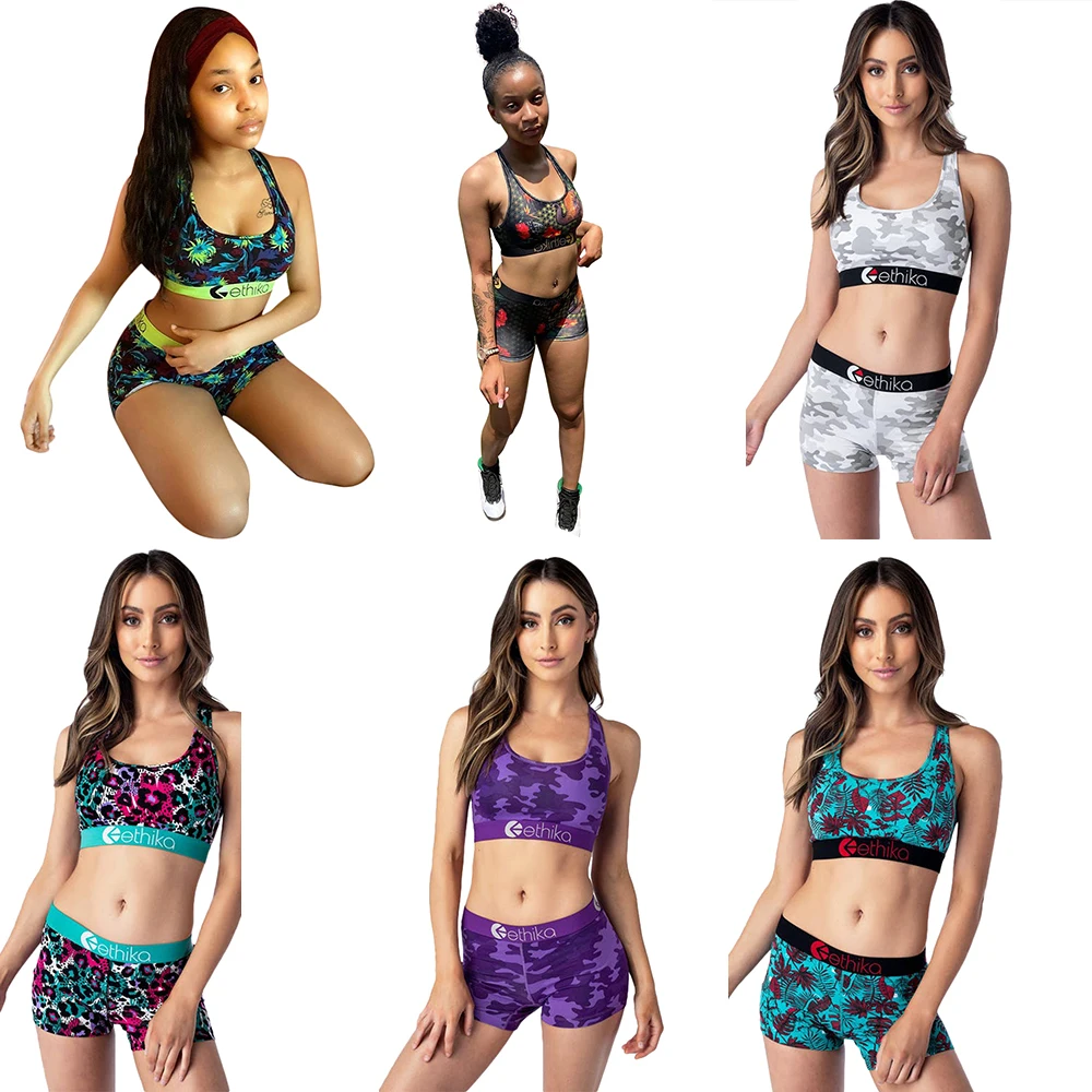 

hot selling ethika women set new Tracksuit casual sports two piece ethika suit outfit printed suit boxer, As picture