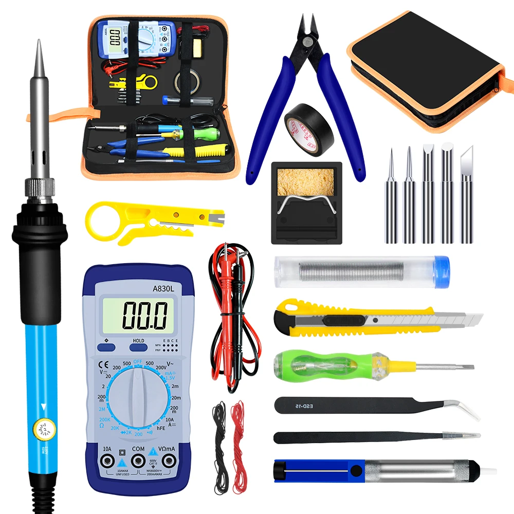 

Soldering iron kit 23 in 1 welding tools set with 60W adjustable temperature electric soldering irons