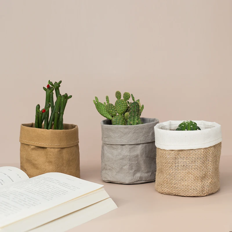 

Home Decorative Set Kraft Paper Desktop Flower Pot Bag, Customized