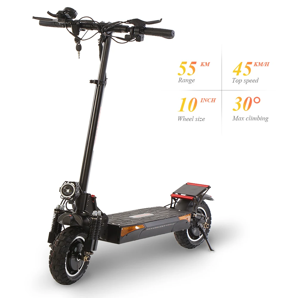 

Off Road Two Wheel Electric Bike Scooter 48V 17.5AH Battery 10inch Fat Tyre Powerful Dual Motor 1000w electric scooter, Black