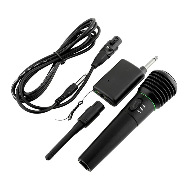 

Factory price wirless microphone Audio supporting wireless mic system fm dynamic mic, Black