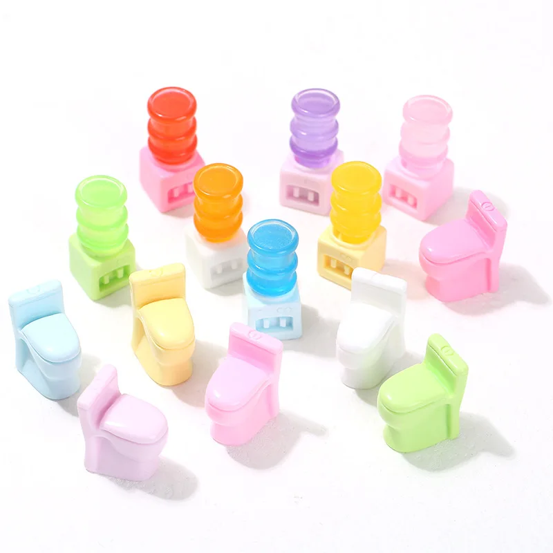 

Glow in Dark Mini Water Fountain Colorful Toilet Bowl Luminous Doll House Miniature Pretend Play Toys Scene Ornaments