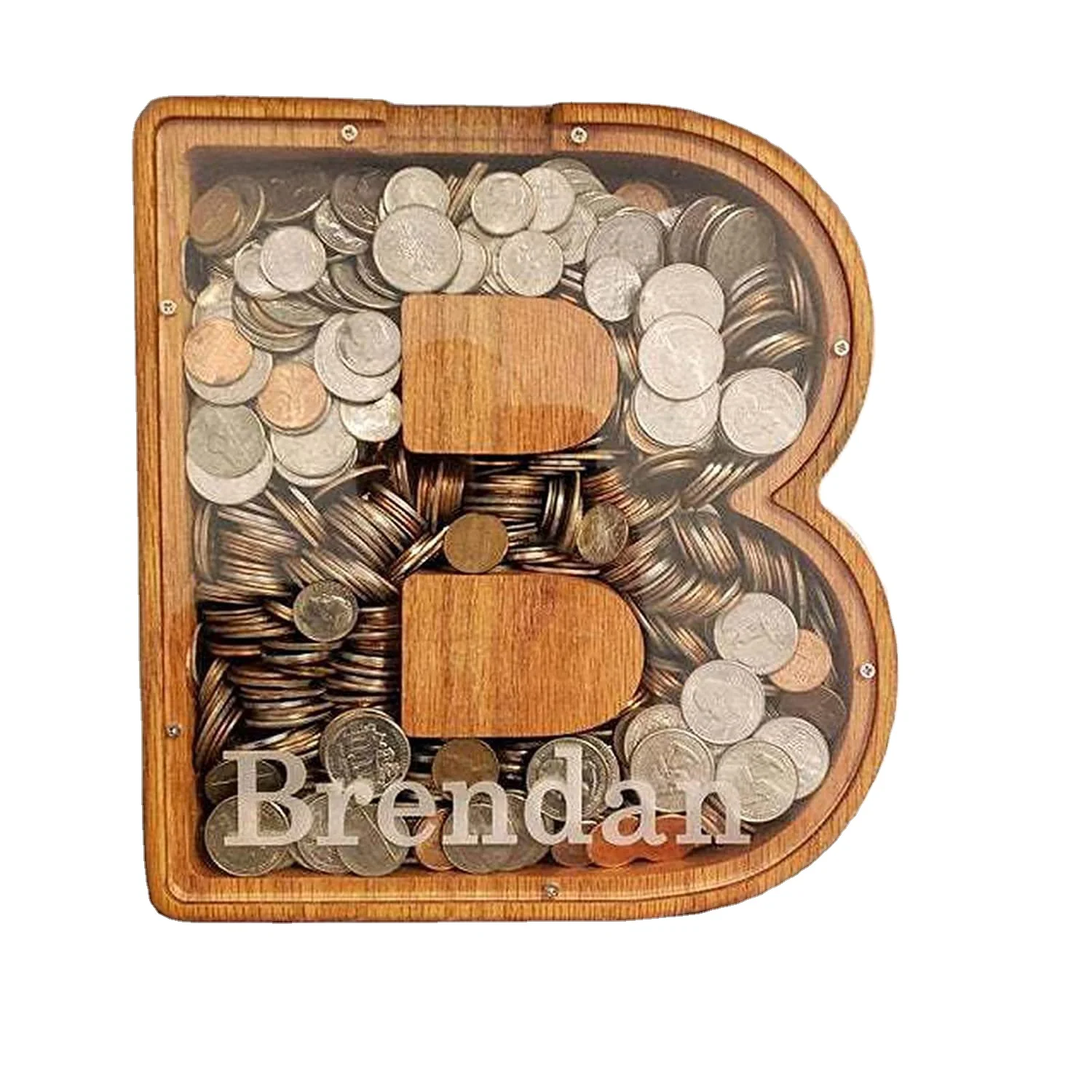 

English Alphabet Piggy Bank Personalized Wooden Coin Money Saving Box Desktop Decor Ornaments Money Jar