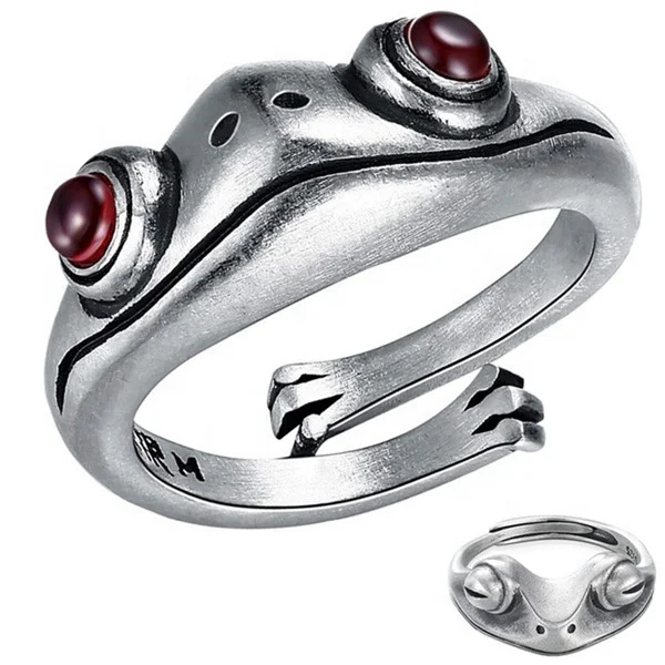 

Silver Frog Open Ring Suitable For Ladies And Girls Retro Cute Animal Ring Silver Fashion Party Jewelry Gifts