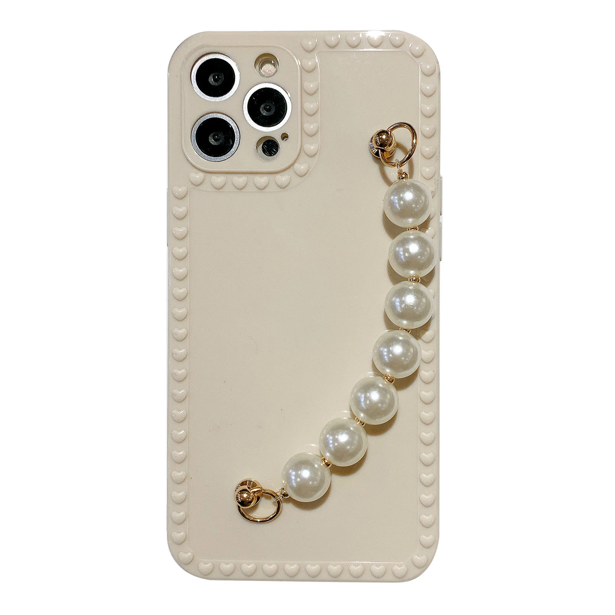

Pearl bracelet with love heart luxurious and fashionable mobile phone case for iPhone 12 pro max chain