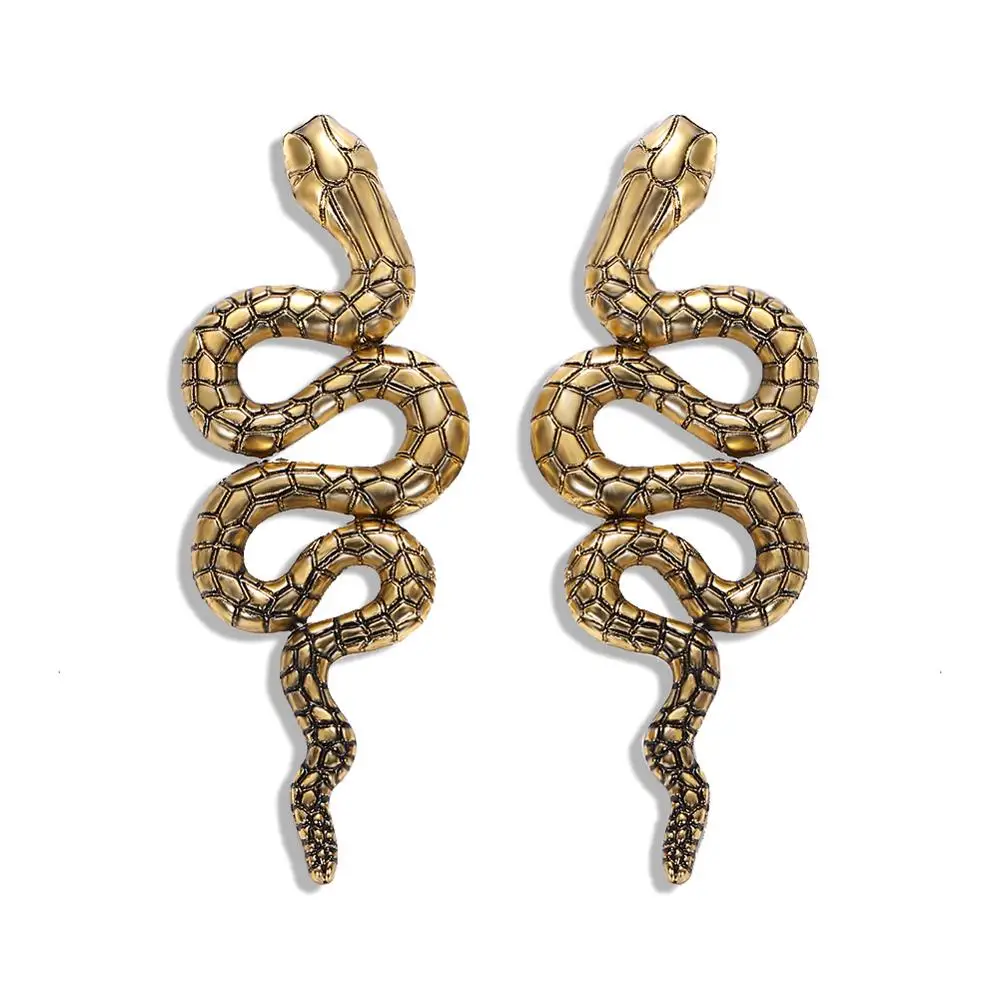 

Wholesale Retro Exaggerated Gold Plated Metal Animal And Snakes Stud Earrings For Women Jewelry 2020, Golden