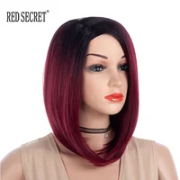 

adult female Clavicle length wig European and American color gradient short straight suitable for all skin burgundy wig