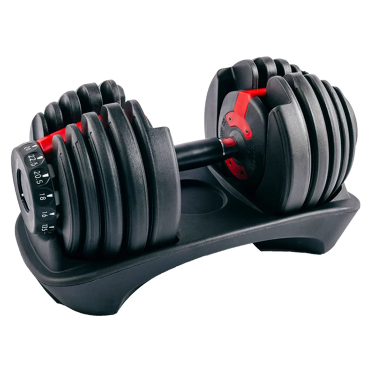 

Wholesale Custom 24kg 90lbs In Pounds Cast Adjustable Metal Dumbbells Set Weight Lifting Barbell For Sale, Black+red