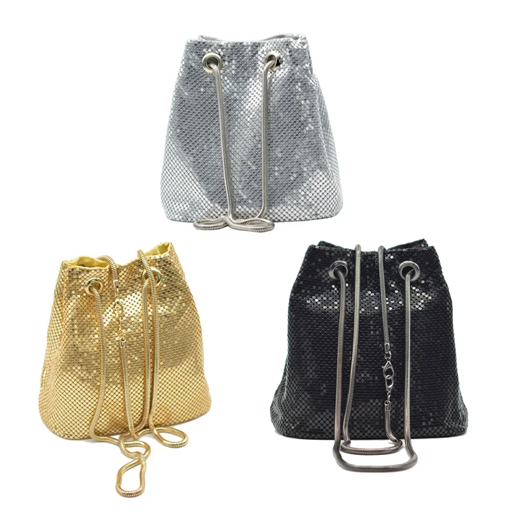 

Luxury Women Handmade Bucket Crystal Evening Bag Rhinestone Clutch Crystal Gold Clutch Shoulder Bucket Diamond Shoulder Bag