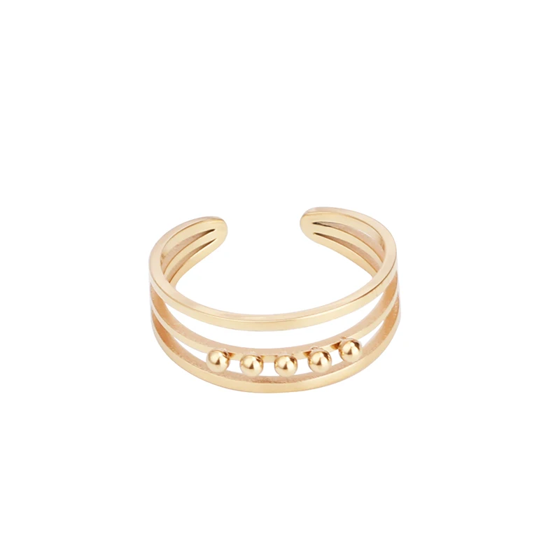 

JR0008 Amazon hot sale French 316l stainless steel 14K three layer inserted beads rings Free Sample