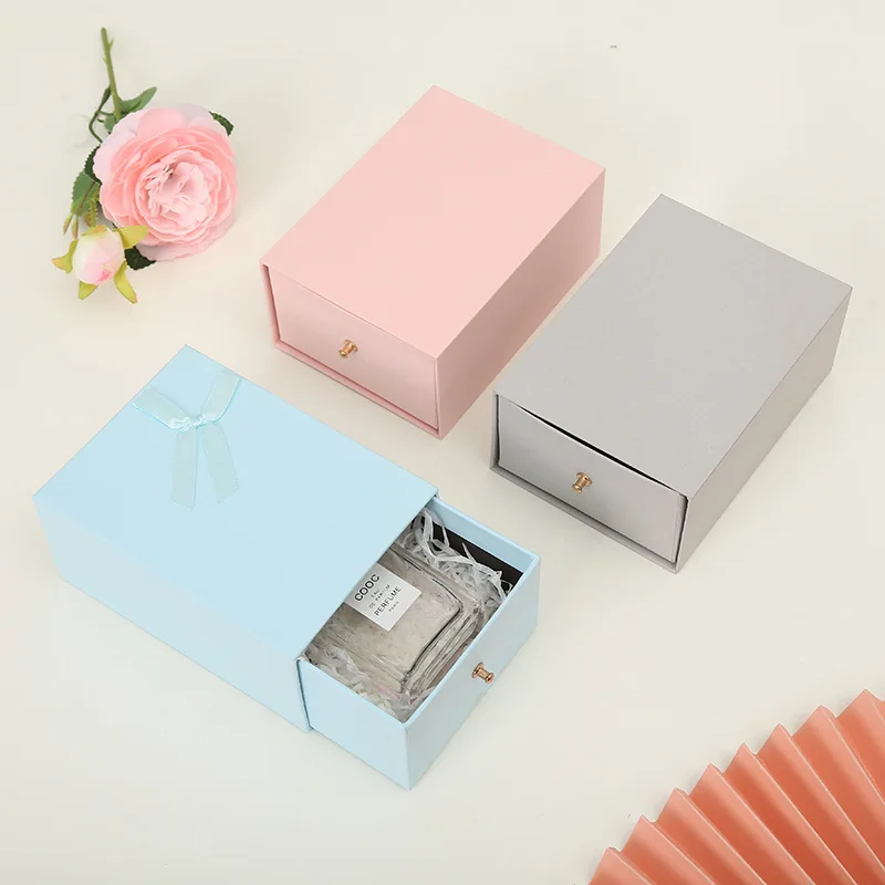 

Eco Friendly custom hard rigid recycle style cardboard jewelry cosmetic scarf packaging sliding gift paper drawer box
