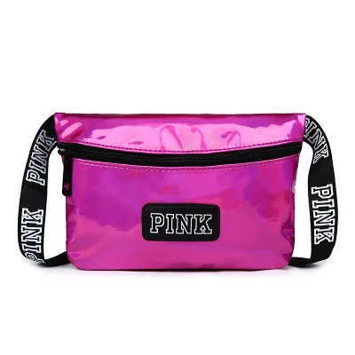

2020 Promotional PU laser waist bag for men pink holographic fanny pack bum bag fashion travel beach shiny belt bag, 9 colors