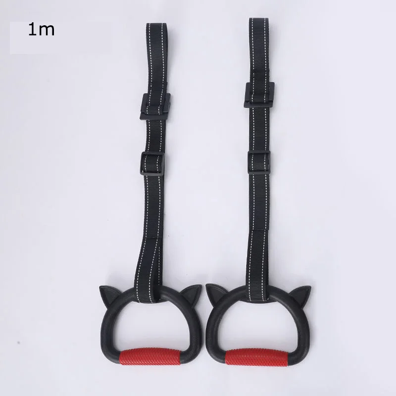 

Pull Up Hanging Ring plastic toys adjustable strap sport equipment children gym ring, Black