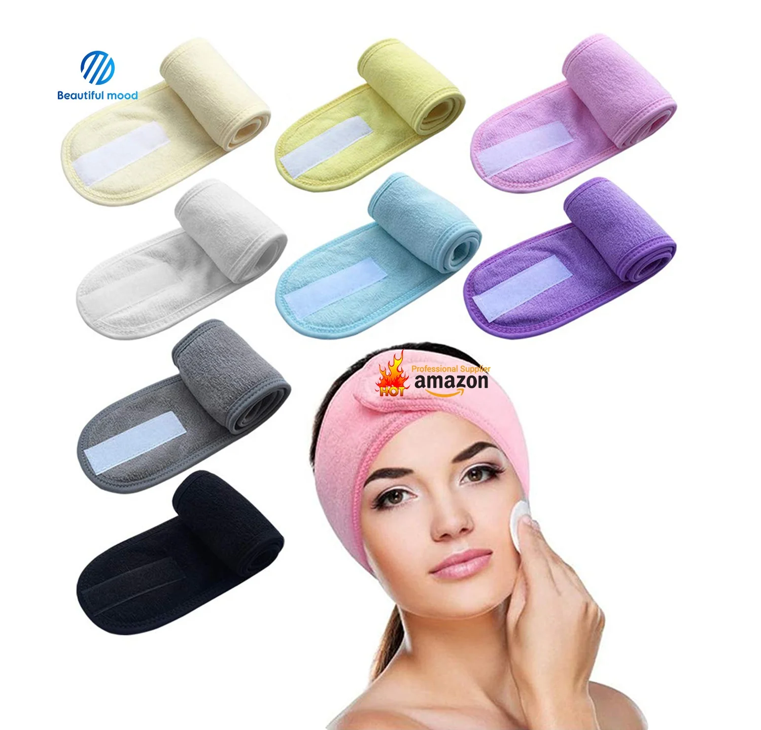 

2022 Hot Sale Cotton Material Women Hair Band Wash Spa Head Bands spa hair band hair accessories headband