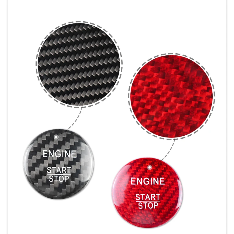 

ES Car Interior Accessories Dry Real Carbon Fiber Start Stop Engine Button Key Trim Sticker Cover For Benz Grade B C GLA200 GLC2