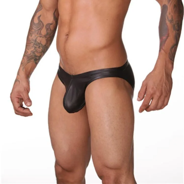 

Men's imitation leather briefs patent underwear sexy Low waist factory direct milk gay Lingerie thongs for mens