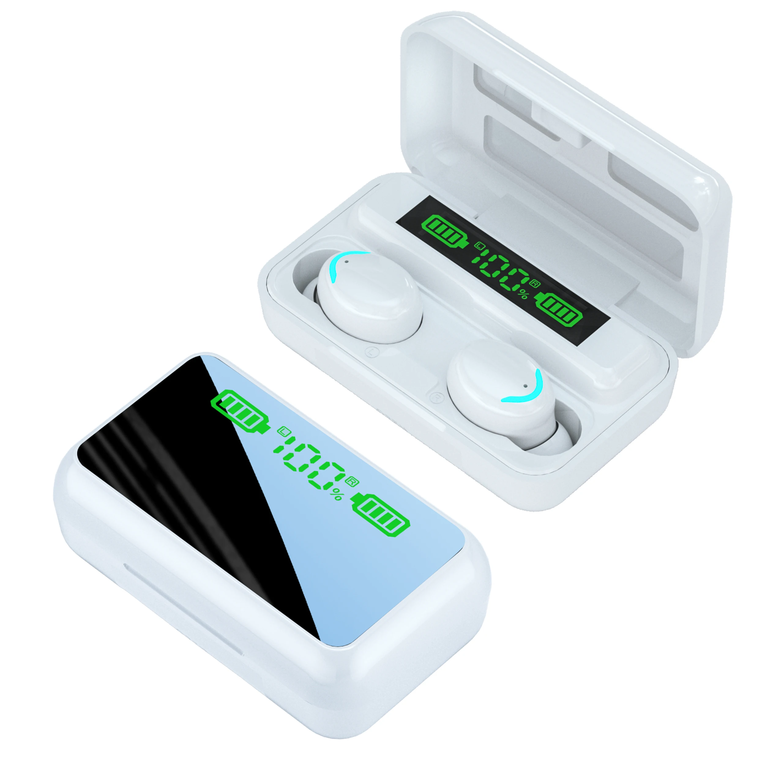 

Charging Box Stereo Wireless Touch Control New Earphones Waterproof Earbudsled Display Tws Sport Headset, Black