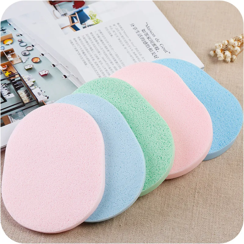 

Wholesale Colorful Wash Face Sponge Facial Cleansing Sponge Face Makeup Wash Pad Oval Shape Cleaning Sponge Powder Puff, Customized color